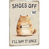 ALREAR Shoes Off Sign Sign No Shoes Sign For House Door Decor, Take Your Shoes Off Sign for Front Door Bedroom Please Remove Your Shoes Sign Metal Signs 8x12 Inches