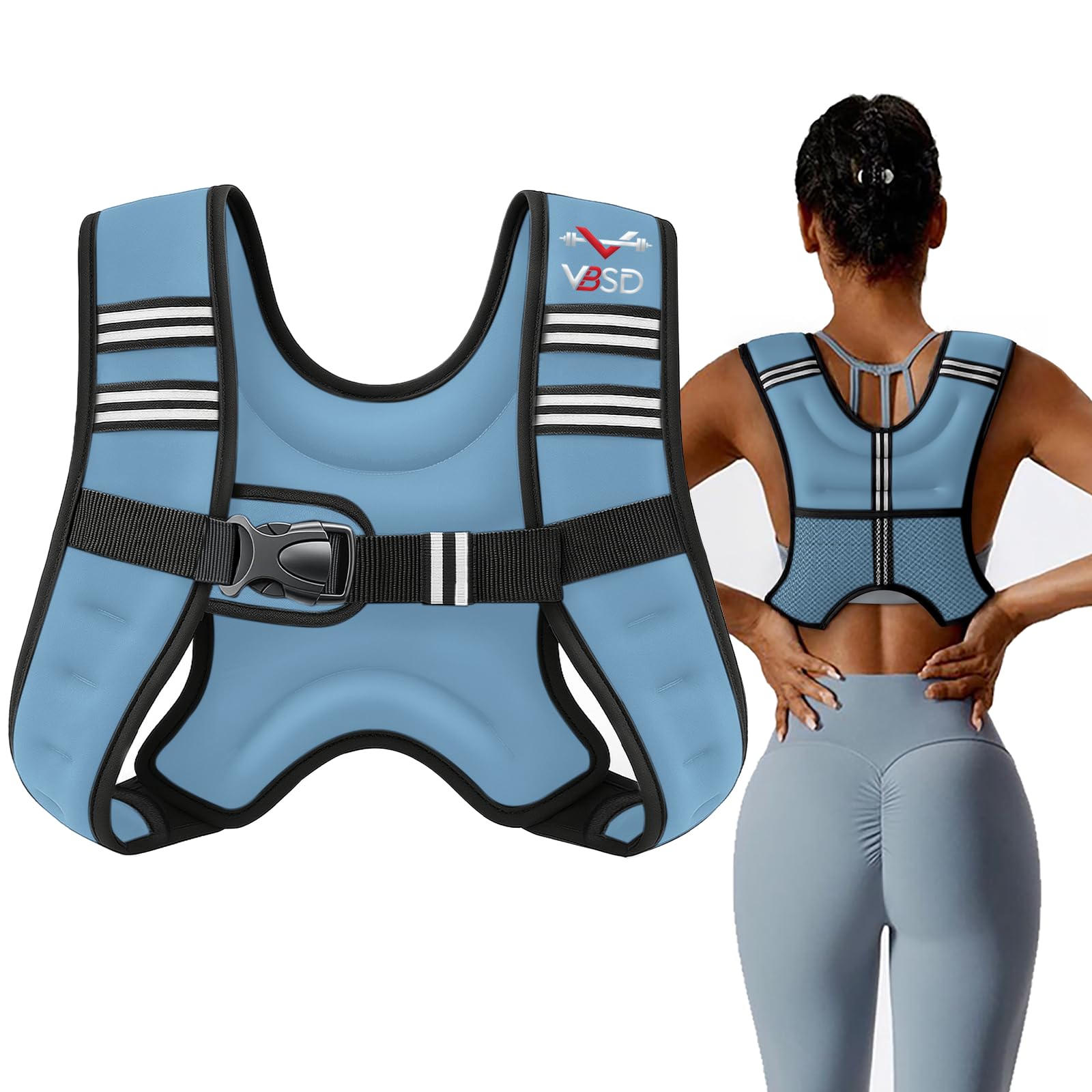 VBSD Weighted Vest Woman 8LB Weight Vest for Women Men Body Weight Vests for Walking Strength Training Running Workout Jogging Fitness Blue Image