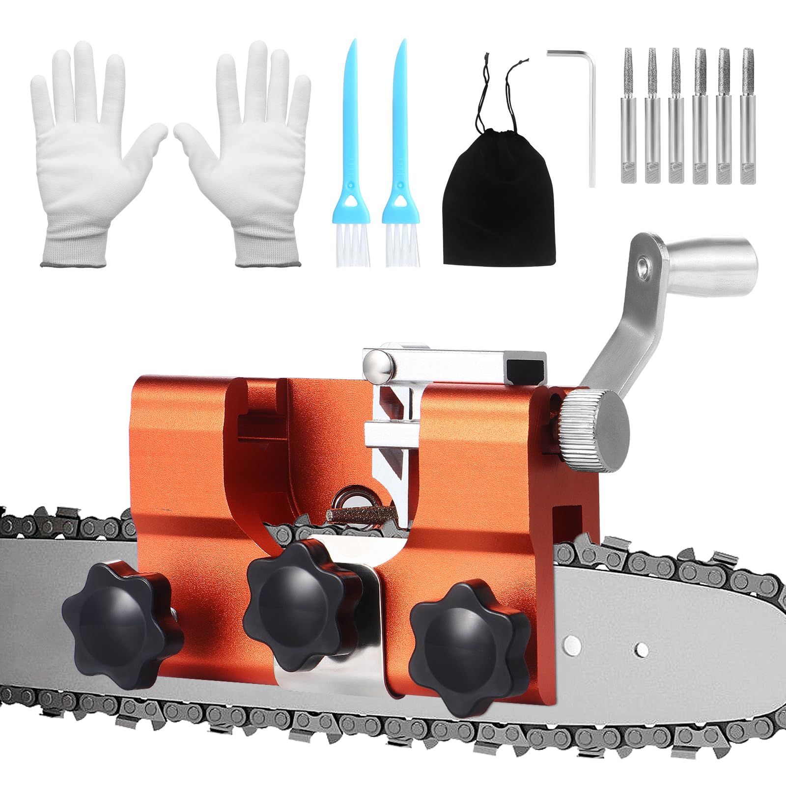 Faankiton Portable Chainsaw Sharpening Tool, Chainsaw Sharpening Kit, Chainsaw Chain Sharpening Jig, Portable Manual Chain Saw Sharpener, Hand Crank Chainsaw Chain for All Chainsaws and Electric Saws