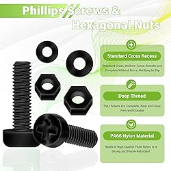 Pzsmocn 300 Pieces/100 Sets M4*25 mm Plastic Black