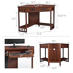 Leick Home 82430 Mission Corner Desk, Writing