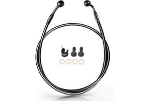 MoKitDora 42.5" Dyna Front Hydraulic Brake Lines Oil Hose for Harley 1996-2006 Low Rider FXDL Super Wide Glide FXD FXDWG 12" Handlebar without ABS, Black