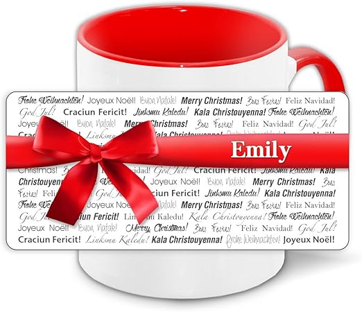 Buon Natale In 5 Lingue.Tazza Di Natale Con Nome Fragolina E Immagine N 12 7 Cm Con Colore Grigio Con Scritta Buon Natale In Diverse Lingue Amazon It Casa E Cucina