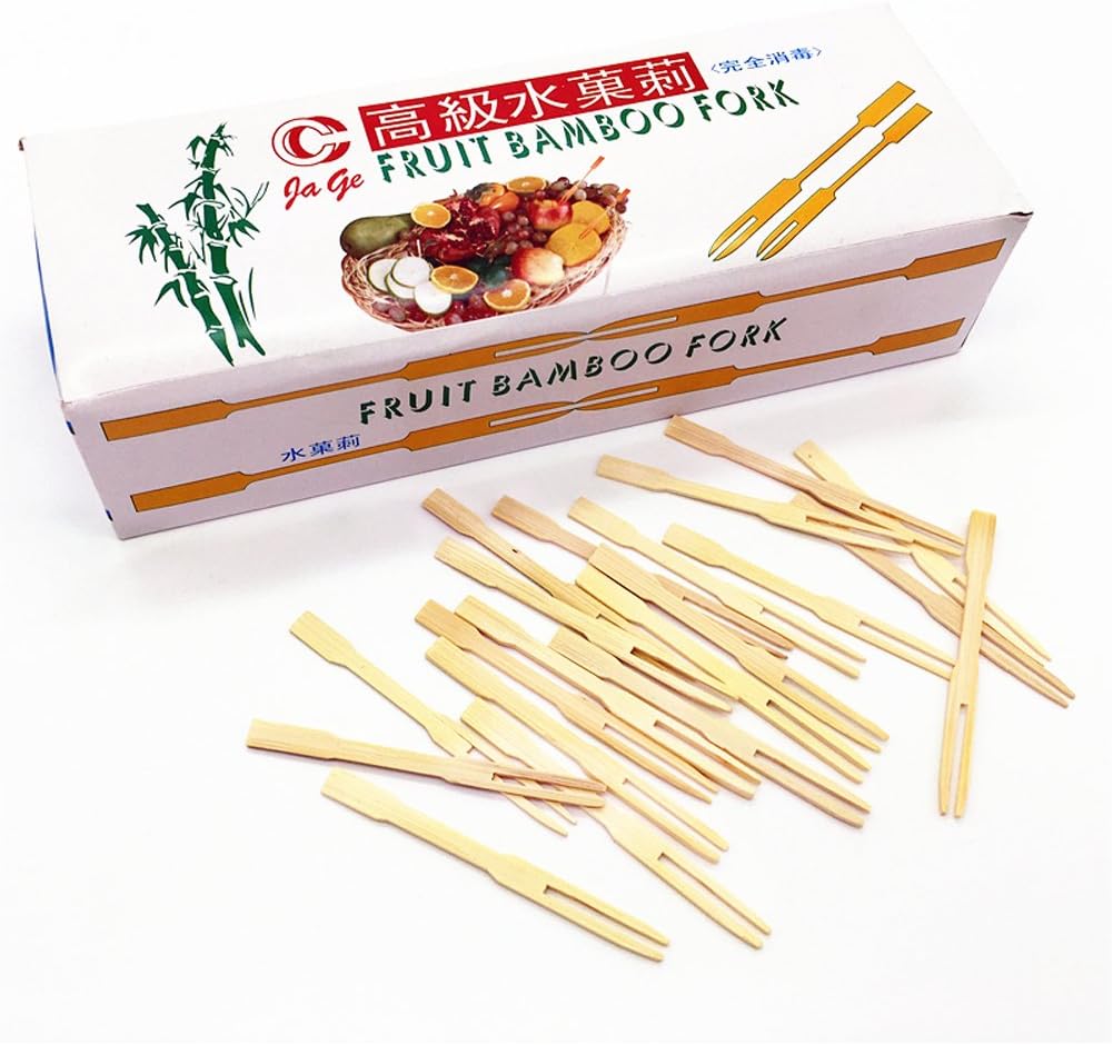 OUXIYA 900 Pieces - 3.5" Bamboo Fruit Picks/Mini Cocktail Forks Skewers Splinter Perfect For Parties, Buffets, Food Tastings etc.