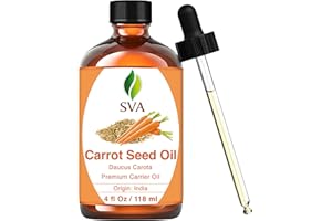 SVA ORGANICS SVA Carrot Seed Oil - 4 Fl Oz – 100% Natural Cold Pressed Carrot Oil - for Face, Skin Care, Hair Care, Scalp Massage & Body Massage – Carrier Oil with Dropper