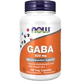 NOW Supplements, GABA 500 mg + B-6, Cognitive Support*, 100 Veg Caps