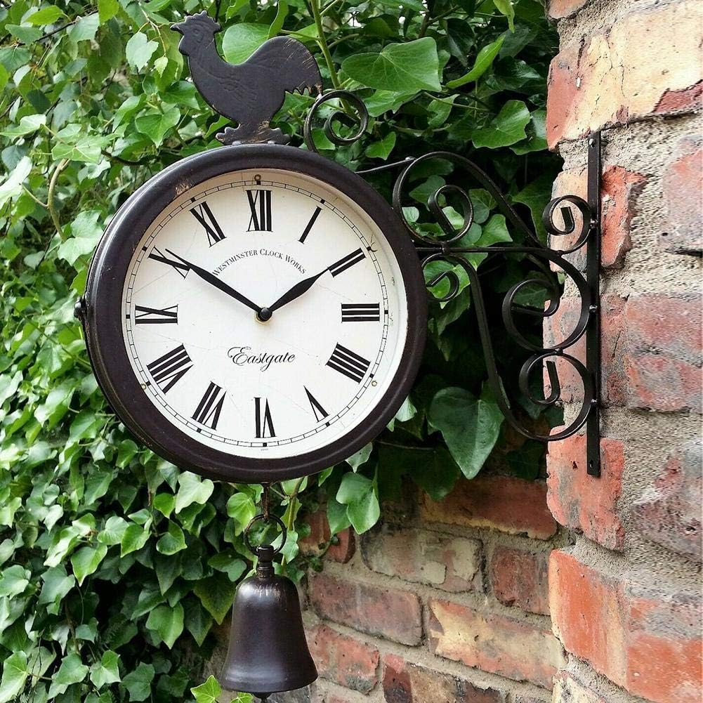 Rosymity Outdoor Wrought Iron Clock DoubleSided Wall
