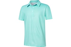 Cuddomper Boys Performance Polo Dry Fit Short Sleeve Golf Stripe Shirt for Active Casual Size 5-14