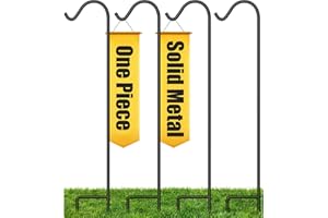 BEAU JARDIN 4 Pack Solid Metal Shepherd Hook 48 Inch One Piece Structure No Assembly Required 2/5 Inch Thick Heavy Duty Garden Shepards Hook for Outdoor Hanging Plants Lanterns Black ShepherdHook4