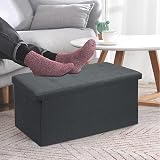 Dripex Folding Linen Storage Ottoman Gray 110x38x38 Foldable Chest 120L view 7
