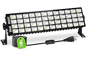 LINSTAINE 100W LED Shop Light, 11000LM Plug in Garage Light with 6FT Power Cord, IP66 Waterproof Work Bench Shop Lights for Garage, Workshop, Warehouse, Outdoor, Yard, Garden