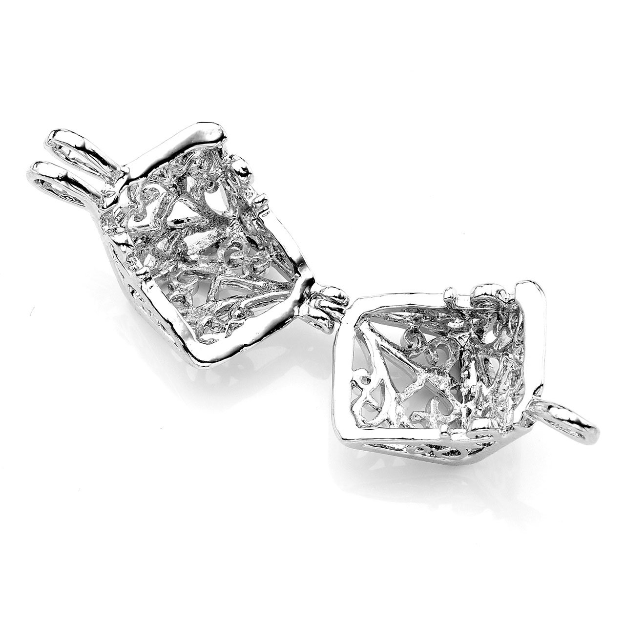 JOVIVI Schmuck Damen Engelsrufer Anhänger Medaillon Kette Hollow Blumen Quadra Käfig Locket Anhänger mit 20\