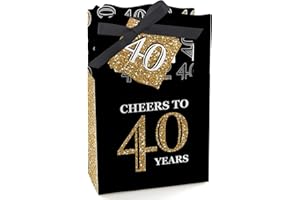 Big Dot of Happiness Adult 40th Birthday - Gold - Birthday Party Favor Boxes - Set of 12