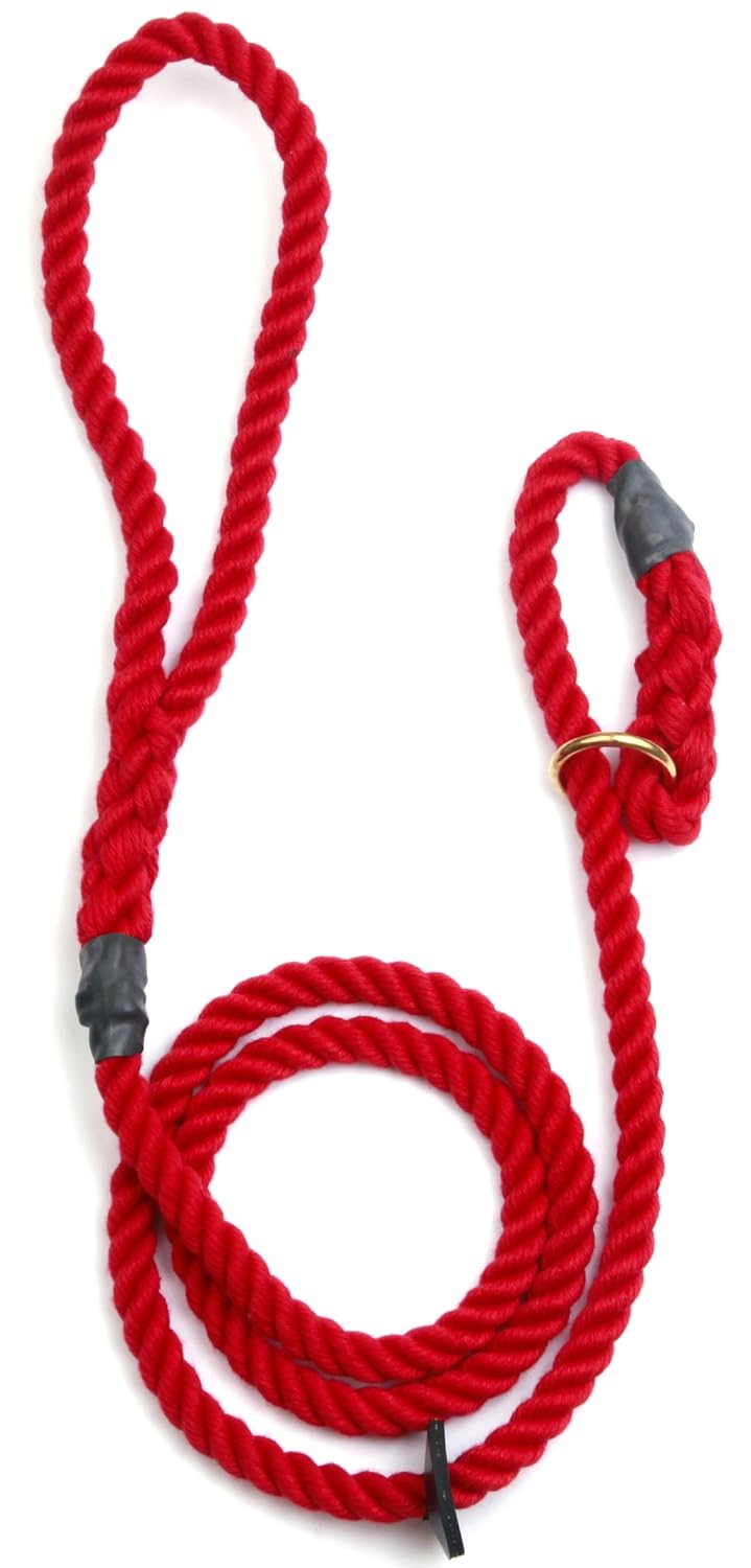 Outhwaite Rope Gun Dog Slip Lead, 8 mm x 72inch, Red
