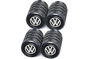 HUGIMCNT For VW Tire Valve Caps, Valve Stem Caps for Volkswagen VW Bora Beetle Tiguan Polo Passat B5 B6 MK5 6 Jetta Eos SEAT Sagitar Golf, Alloy Car Tire Caps for Corrosion Resistant Leak-Proof Car Accessories