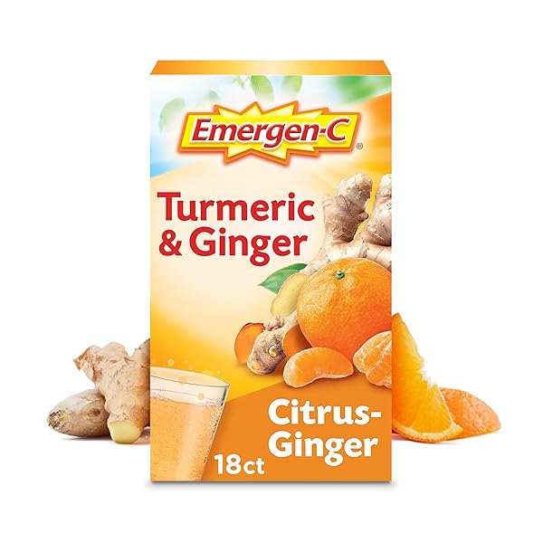 EMERGEN-C CITRUS-GINGER FIZZY DRINK MIX, TURMERIC AND GINGER,...