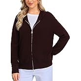 VETLURY Women's Hooded Cardigan Sweater -100% Merino Wool 2-Way Zip Up Hoodie with Pockets Lightweight Zip-front Cropped Knit