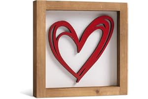 caiydramy 6 Inch 3D Red Heart Wooden Sign, Valentines Day Love Hearts Decor, Valentine's Day Gifts for Women Men Couples, Tab