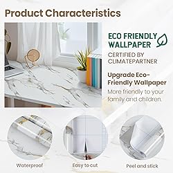 practicalWs Glossy Marble Wallpaper Peel and Stick