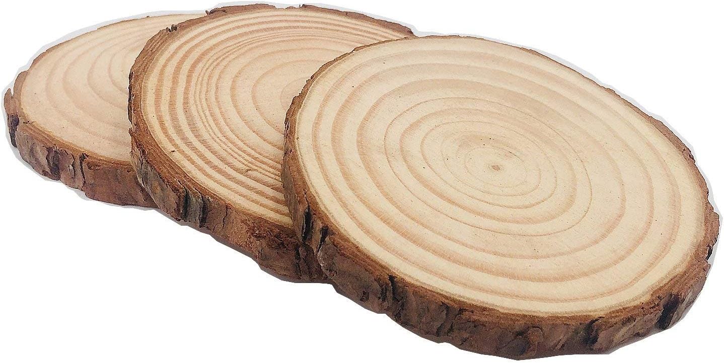 Unfinished Natural Wood Slices 12 Pcs 3.5-4 inch Craft Wood kit Circles Crafts Christmas Ornaments DIY Crafts with Bark for Crafts Rustic Wedding Decoration by William Craft (3.5-4inch)