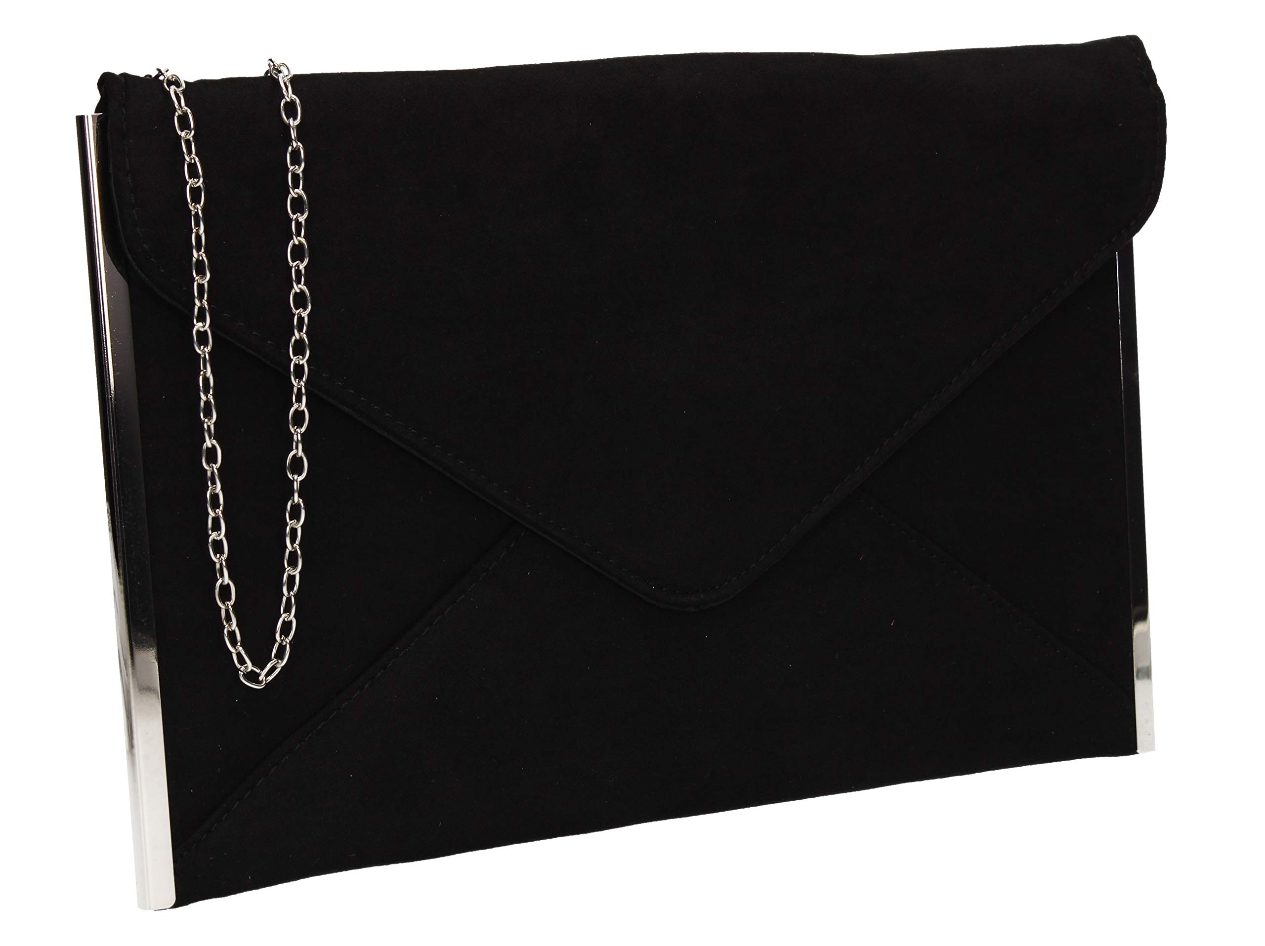 Swanky Swans Women's Louis Suede Slim Envelope Party Prom Clutch Bag Clutch Black (Black) ,2x18.5x29 cm (W x H x L)