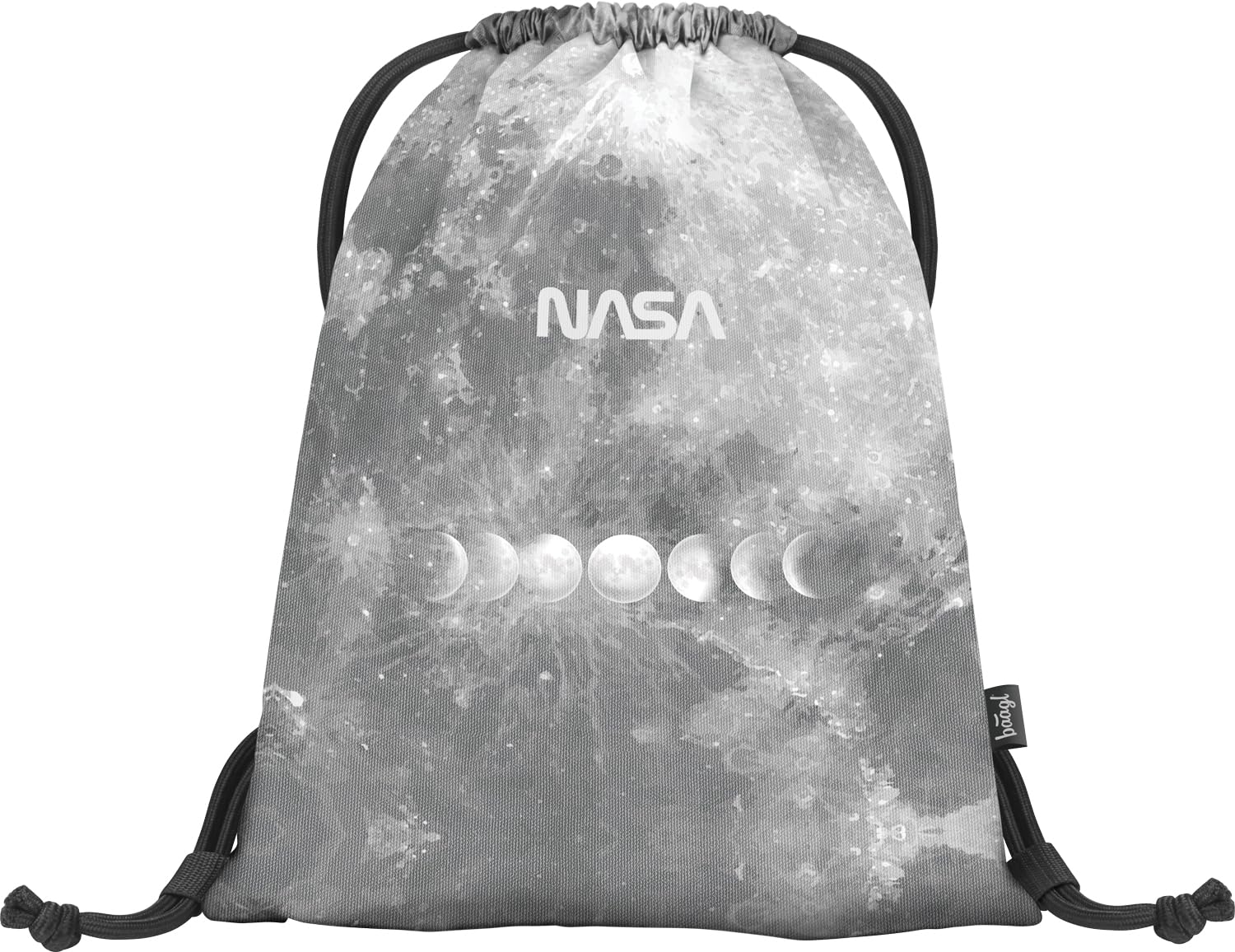 Baagl Gym Bag for Boys, Waterproof Shoe Bag for Children, School and Nursery Sports Bag, Sports Backpack, Gym Bag, Nasa Grey, 46x36x1 cm