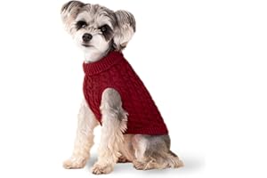 KRASTMON Dog Sweater, Red M Pullover Sweater, Turtleneck Knitwear, Puppy Outfits for Small and Medium Dogs, Warm Clothes for Bulldog, Poodle, Yorkshire etc.