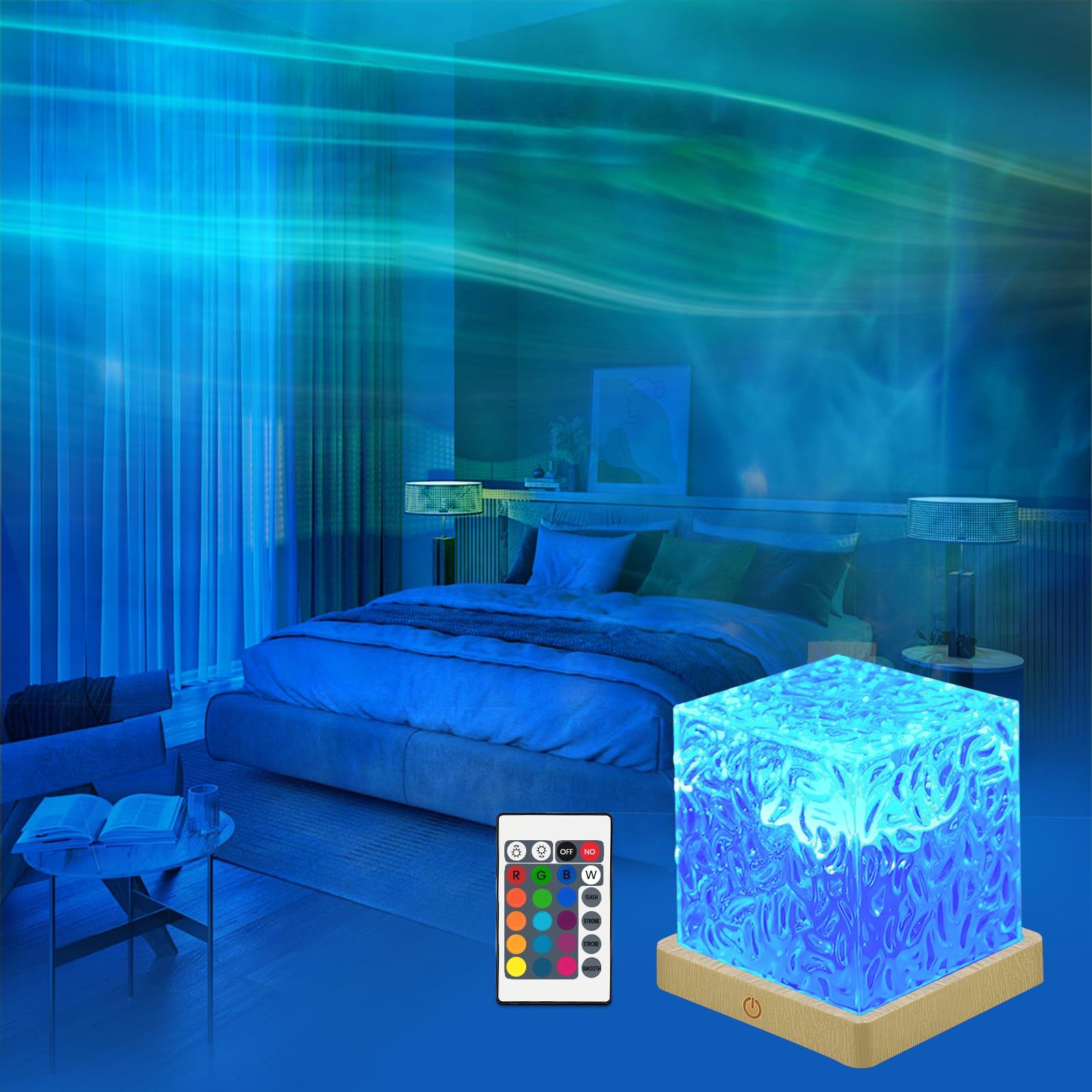 MR.HOKWY Northern Lights Cube Galaxy Projector - Sensory Night Lights for Bedroom, 16 Colors Led Galaxy Aurora Lava Ocean Space Star Lamp, Gift for Adults Kids Lights for Room Decor