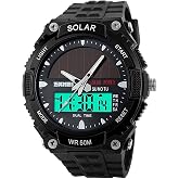 MASTOP Solar Watch Neutral LED Digital Watch Military Waterproof Sports Watch Black