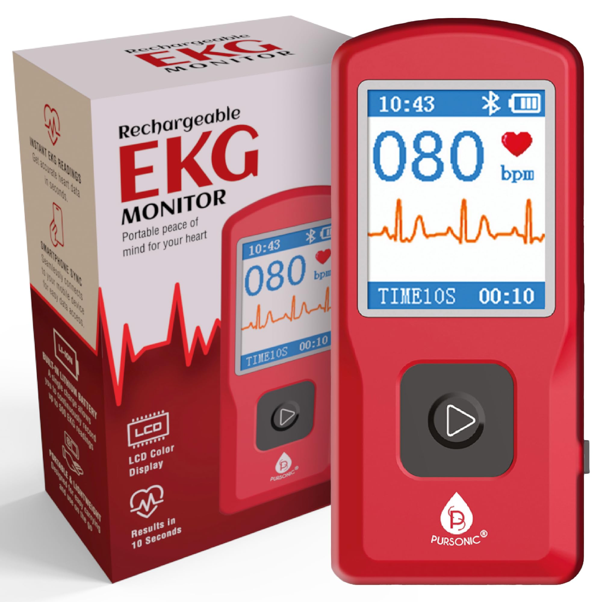 Portable EKG Monitor & Heart Rate Monitor with LCD