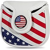 Golf Club Head Covers,4pcs or 1pc USA Golf Head Covers for Woods and Driver Fairway Hybrid - PU Leather Mallet Blade Putter for Men Women Golf Enthusiast