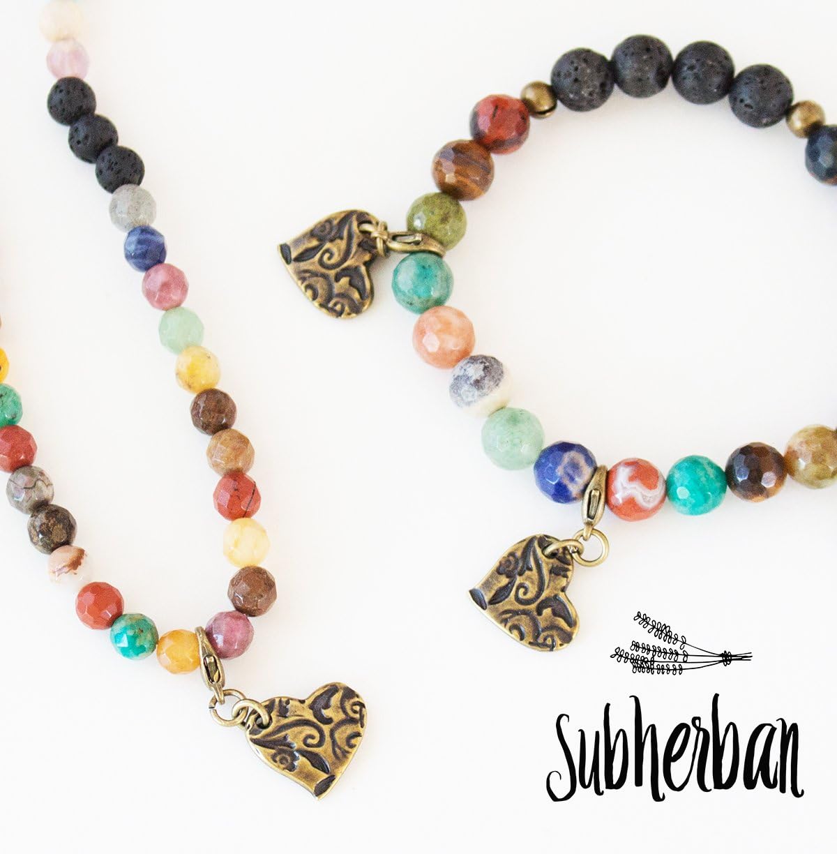 Subherban Clip on Charms for Aromatherapy Bracelet or Necklace - 3 Hearts for Essential Oils Jewelry