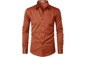 ZEROYAA Men's Long Sleeve Dress Shirt Modern Slim Fit Wrinkle-Free Casual Business Button Up Shirts