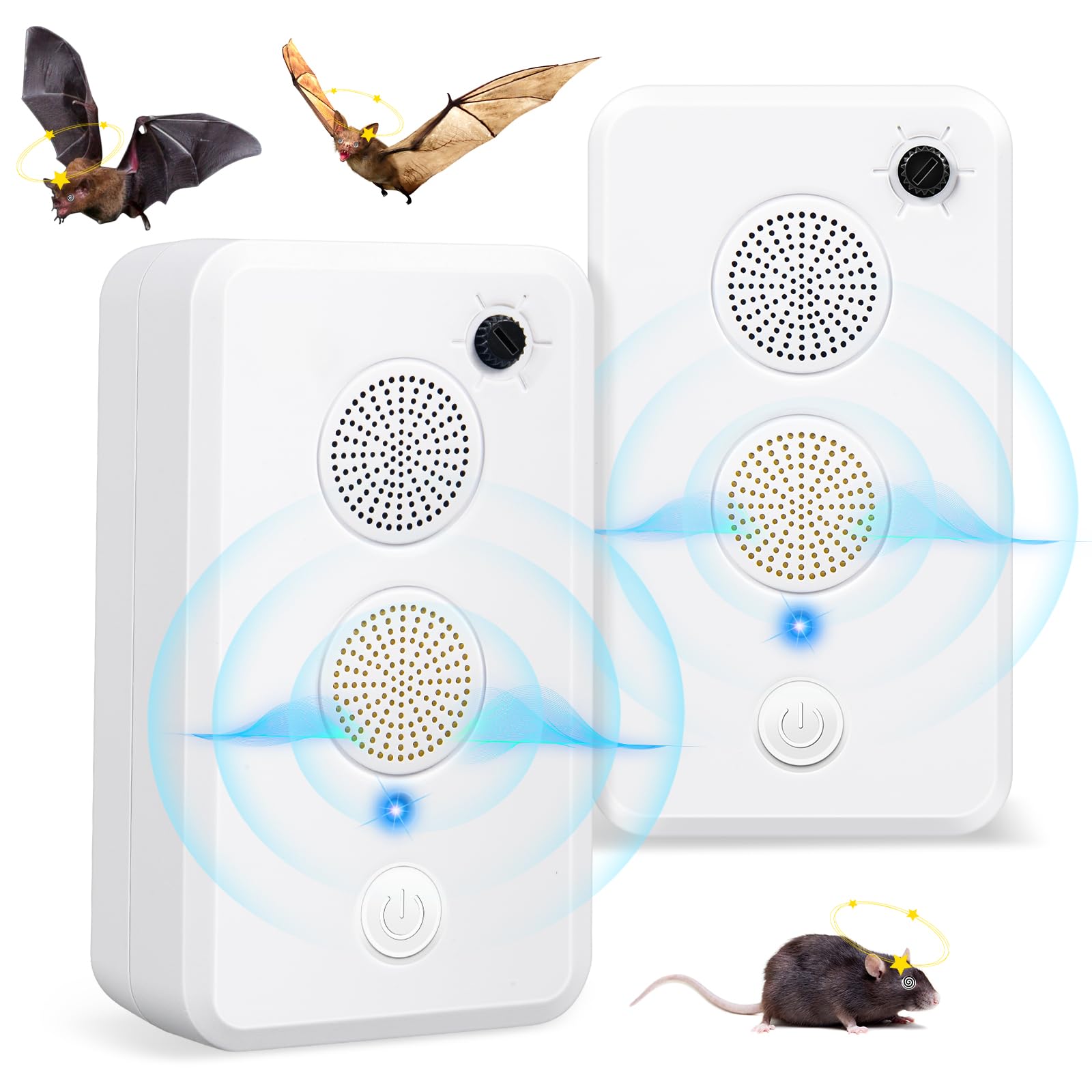 Photo 1 of 2 Pack Upgraded Ultrasonic Bat Repellent Devices, Keeps Bats Out of Attics, Porches & Houses, Adjustable Bat Deterrent Devices, Battery Operated Cordless Bats Exclusion for Indoor Outdoor Use