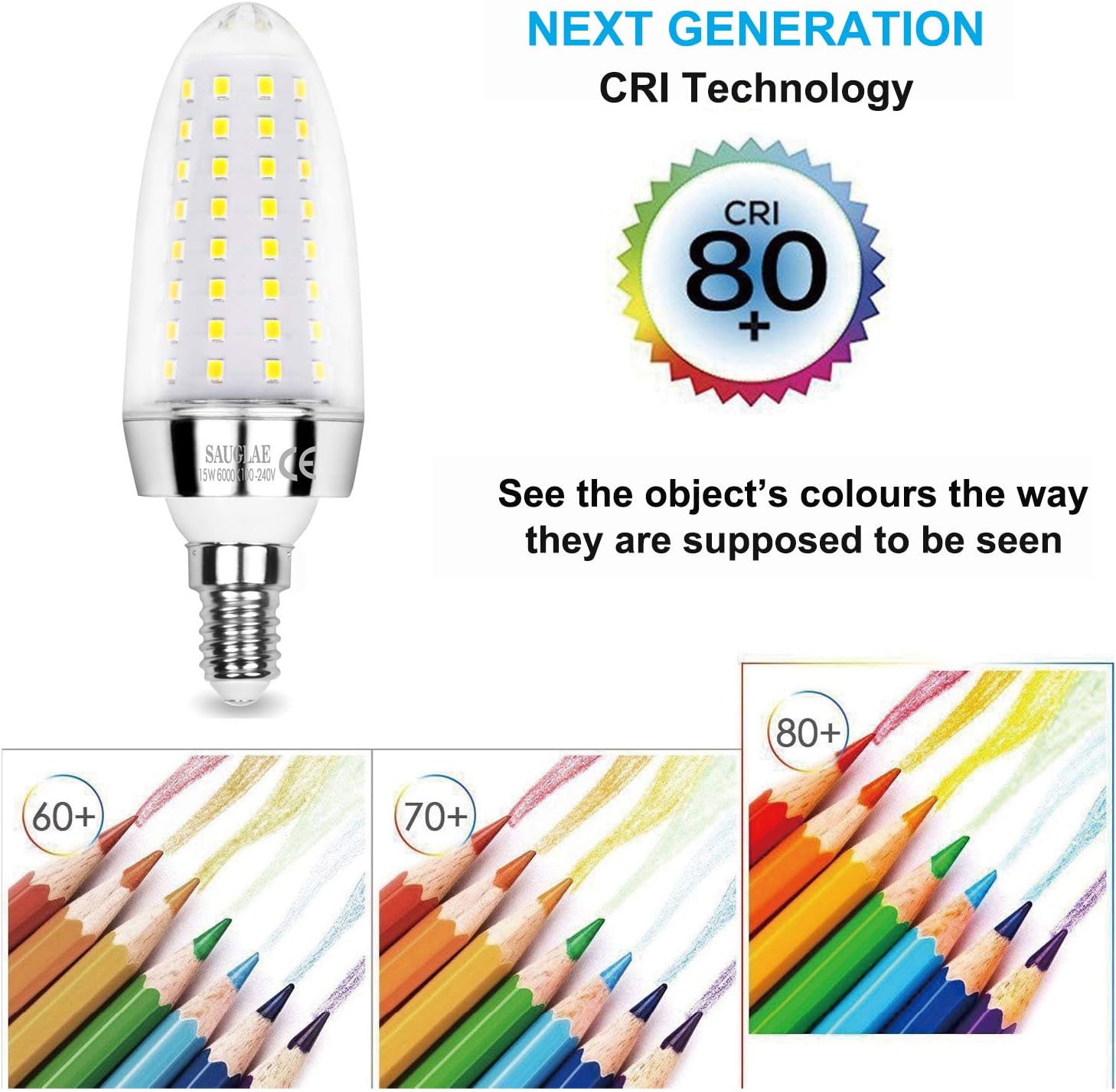 SAUGLAE 15W LED Light Bulbs, 120W Incandescent Bulbs Equivalent, 6000K Daylight White, 1700Lm - Image 5