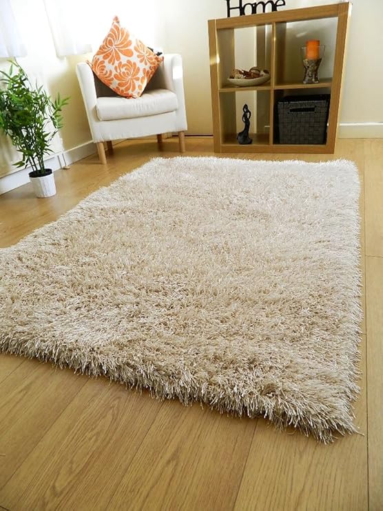 Rugs Superstore NEW SMALL THICK SOFT OYSTER CREAM SHAGGY PILE RUG HAND