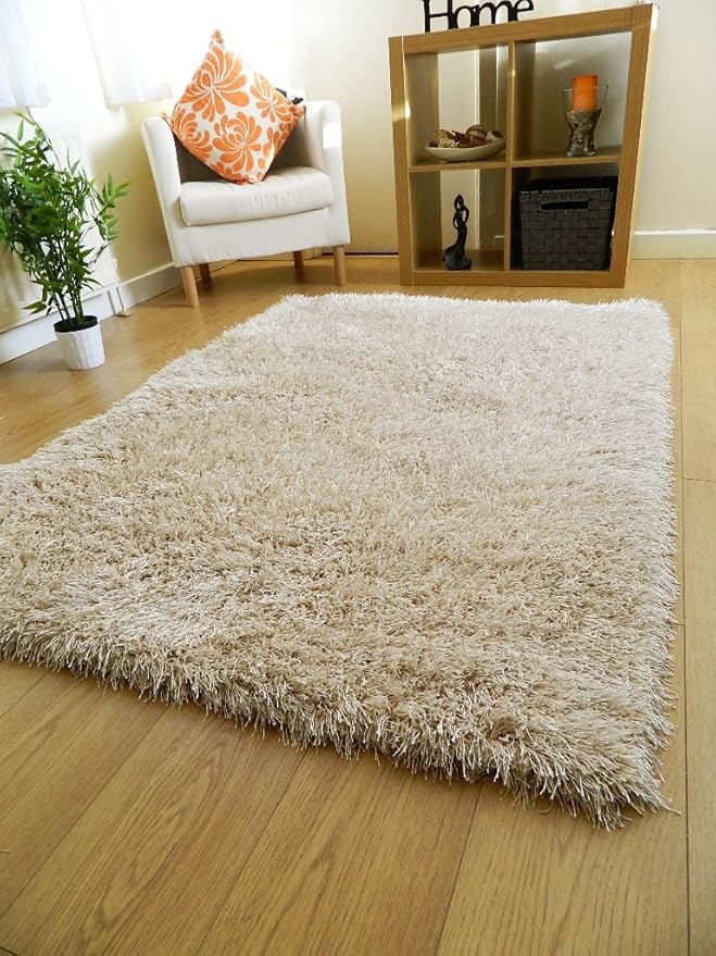 Rugs Superstore NEW SMALL THICK SOFT OYSTER CREAM SHAGGY PILE RUG HAND