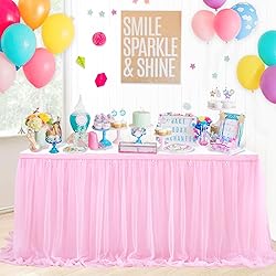 Rectangle Table Skirt Pink 14FT Tulle Table