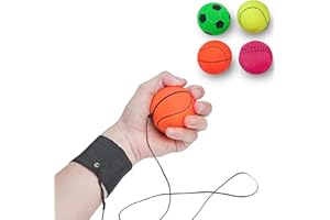 4/8/16 Pack 2.36 Inch Wrist Return Ball Sports Wrist Balls on A String Rubber Rebound Bouncy Wristband Balls (Basketball, Bas
