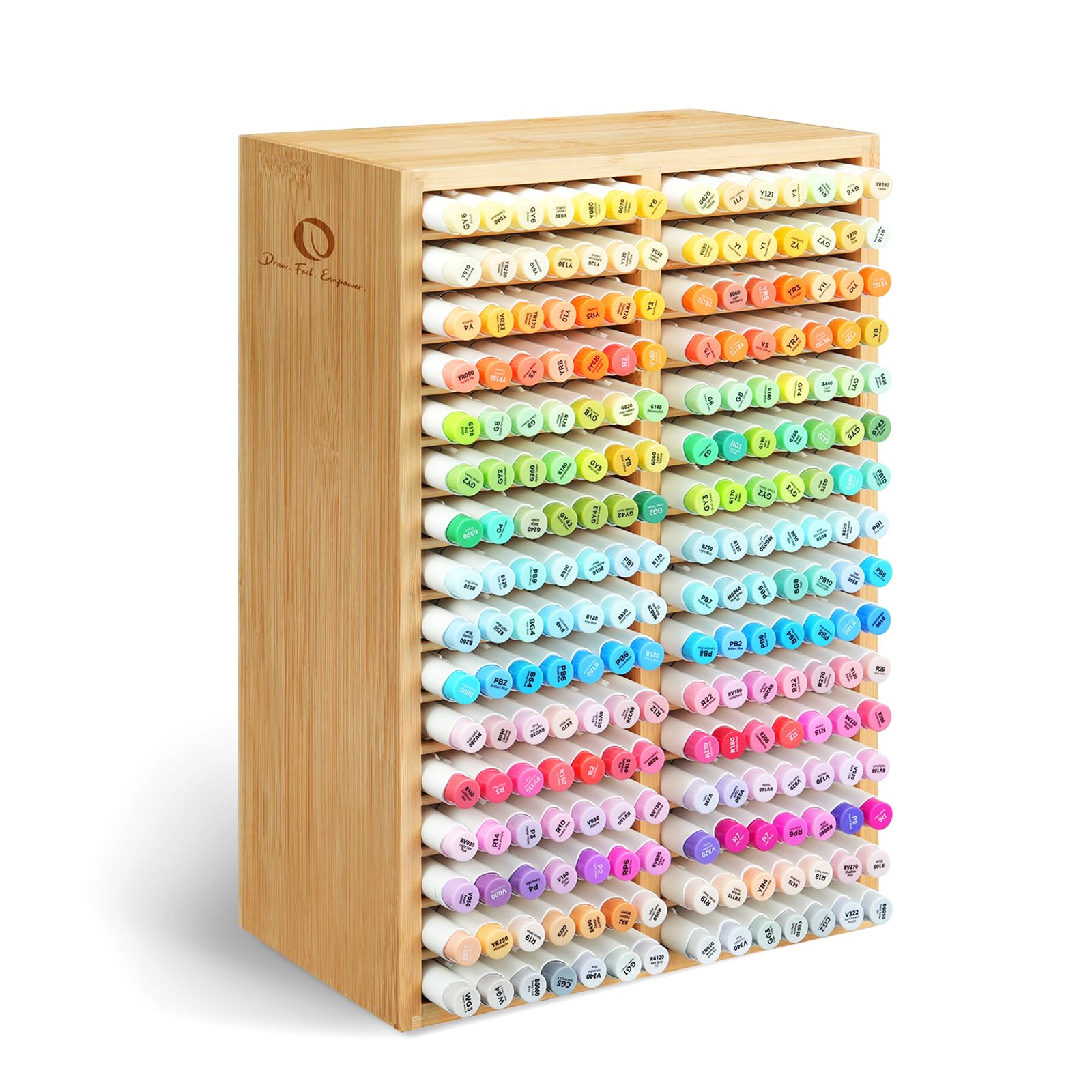 Photo 1 of Ohuhu Bamboo Marker Organizer, Desktop Storage Hold 224 Markers for Honolulu Oahu Series of Ohuhu Markers, Pens Pencils Stationary Organizer Holder with 32 Compartments for Classroom Office Decor
