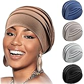 Syhood 5 Pieces Women Turban Sleep Cap Skull Cap Slouchy Beanie Soft Bonnet Hat Women for Sleeping Hair Loss