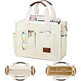 KKXIU Large Canvas Tote Bag for Women with Zipper and Compartments Crossbody Work Bible Messenger Purse Bag With Pockets