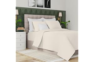 Purity Home Organic 100% Cotton Percale Sheets Queen Ivory, 16" Deep Pocket Queen Sheets Set, 4 Piece Sheets for Queen Size Bed, Cooling Sheets, Crisp & Breathable, Queen Sheet Set Ivory