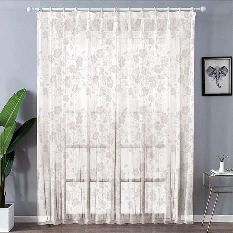 Amazon 幅100cm 丈218cm レースカーテン 子供の部屋 寝室居間 グレーの装飾 ナチュラル ビューティーフラワー手描き牡丹ブーケ小花ロマンチックフェミニンな家の装飾 光 カーテン ブラインド オンライン通販