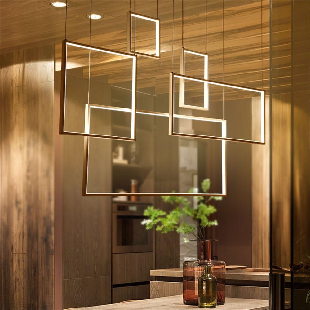 DIY Modern Led Chandelier Pendant Lights Minimalism for Dining Table Kitchen Living Room Bar Suspension Luminaire,5 Heads Cool White Christmas Thanksgiving Wedding Birthday New Year Gift [Energy Class A+++]