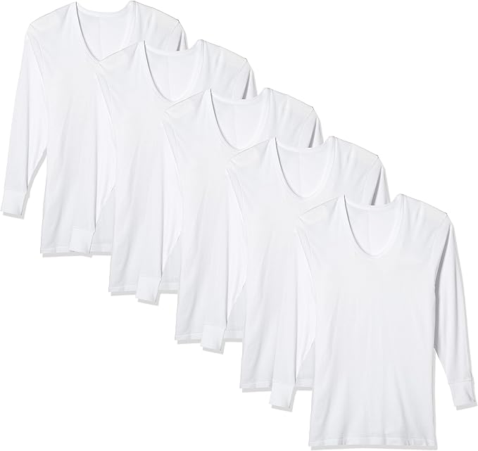 Amazon セシール 綿100 肌着 インナーシャツ 長袖u首 5枚組セット Ko 905 メンズ ホワイト 3l インナーシャツ 通販