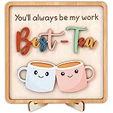Woodamore Work Bestie Gifts For Women Birthday - Coworker Birthday Gifts For Work Besties, Work Bestie Leaving Gift Ideas, Work Friendship Gifts For Her Him, Office Friend Gift Plaque For Christmas