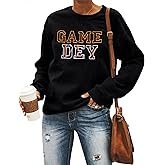 UNIQUEONE Game Day Sweatshirt Women Football Sweatshirts Football Mom Hoodie Touchdown Shirt Casual Crewneck Pullover