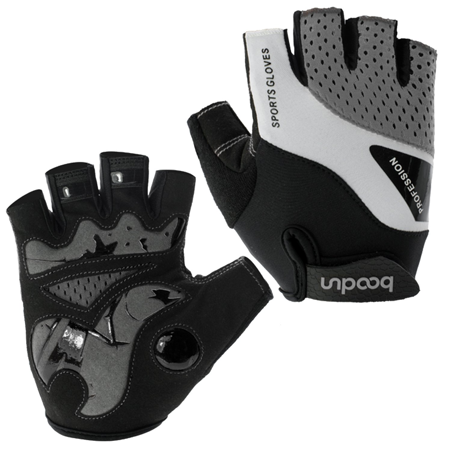 BOODUN Cycling Gloves for Men/Women Half Finger Cycling Gloves Breathable Non-slip Gloves - Gray - M