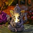 Philodwell Solar Ganesha Elephant Garden Statues: Outdoor Sculptures with Lotus Lights Decor for Patio Lawn Yard Art - Gifts for Mom Grandma